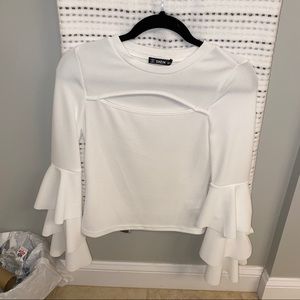 SheIn White Bell Sleeve Shirt